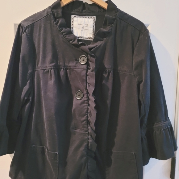 Sonoma Jackets & Blazers - Sonoma Life and Style Women's Button Up Ruffle Coat / quarter sleeve